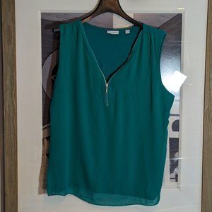 New York & Co. teal stretch quarterzip tank, size XL EUC